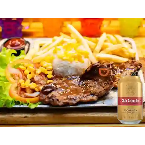 Combo Carne Asada Ejecutiva + Club Col. Dorada Lata 330ml