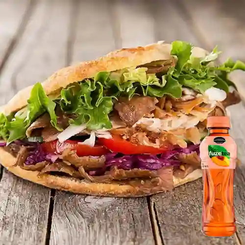 Sanduche Kebab Carne Sencillo +Fuzetea Durazno 400ML