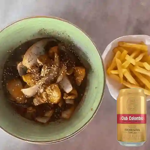 Combo Pollo Salteado + Club col. Dorada Lta 330ml