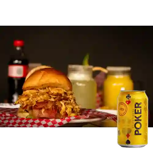 Combo Hamburguesa Especial + Cerveza Poker Lta 330ml