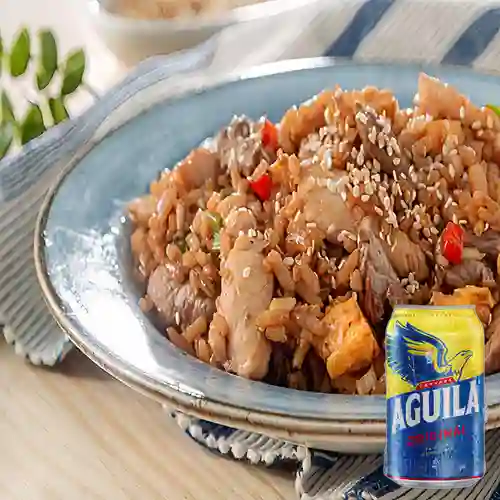 Combo Arroz Chaufa Mixto de Carnes + Aguila Orig Lta 330ml
