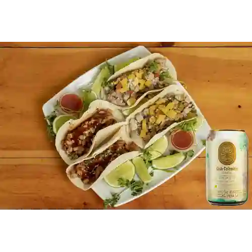 Combo Chipotle&Al Pastor X4 +Club col. Dorada 330 ml
