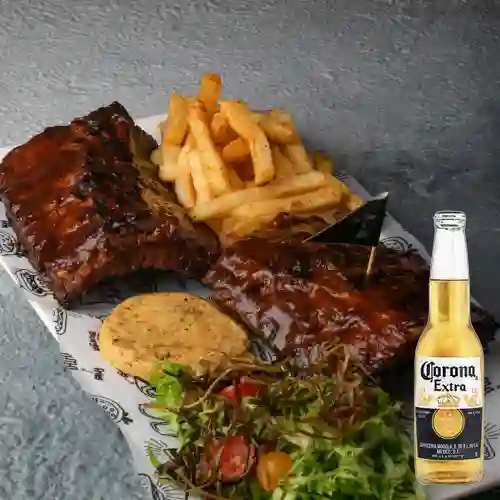 Combo Costillas Rack Bbq Original + Corona 350 ml
