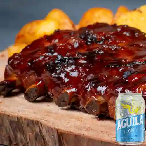 Combo Costilla Medio Rack BBQ Sweet Chipotle + Aguila Light 355ml