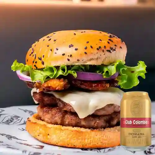 Hamburguesa The Beatles Doble + Club Col. Dorada 330ml Lata