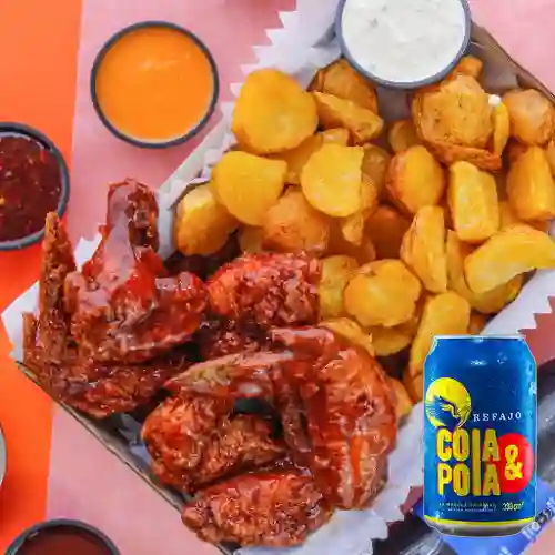 Combo 6 Piezas de Alas + Cola & Pola 330 ml