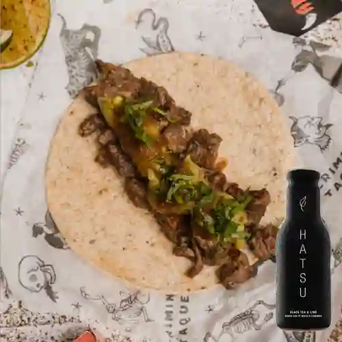 Combo Taco Arrachera X3 +Hatsu Negro&Limonada 400ml