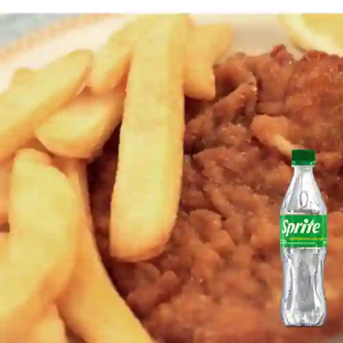 Chuleta Pollo(100gr)+papas Francesa +Sprite Org 400ml