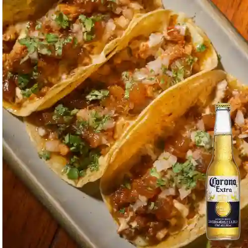 Combo Tacos Al Pastor + Cerveza Corona Bot. 355ml