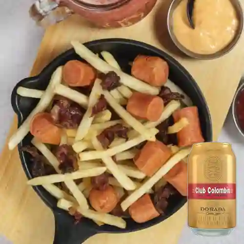 Combo Salchipapas + Club col. Dorada Lta 330ml