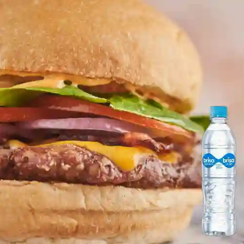 Combo Burguer Pochos Orig +Agua Brisa Botella 600ml