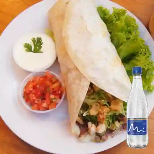 Burrito de Pollo +Botella de Agua S/gas Manantial