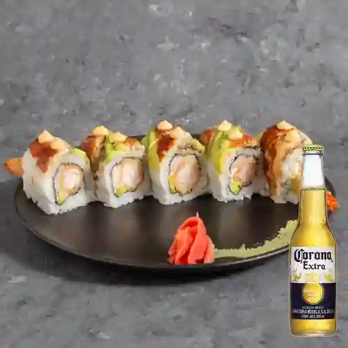 Combo Dragon Roll + Cerveza Corona Bot. 355ml