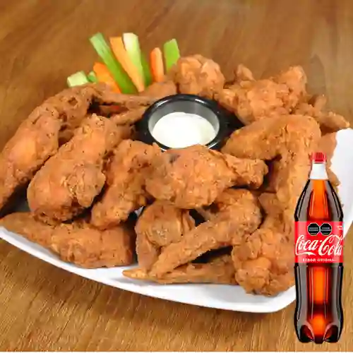 20 Alitas de Pollo ( S/ Papas ) + Cocacola Org 1.5l