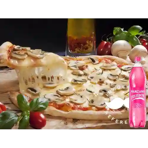 Pizza Mediana Pollo&Champiñón +Postobón Manzana 1.5l