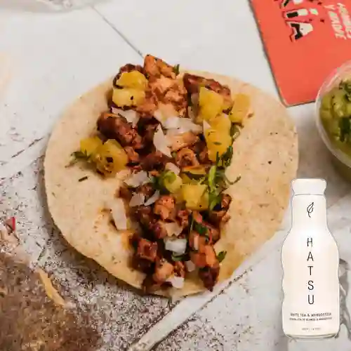 Combo Taco Al Pastor X3 +Hatsu Blanco Mangostino 400ml