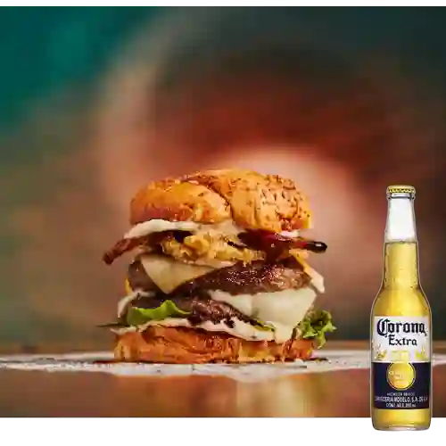 Combo Burger Nomada + Cerveza Corona Bot. 355ml
