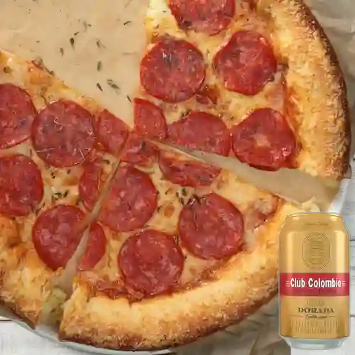Combo Pizza Pepperoni + Club col. Dorada Lta 330ml
