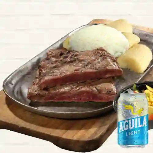 Combo Lomito de Res + Cerveza Aguila Light Lta 330ml