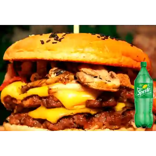 Hamburguesa Triple Queso +Sprite Lima Limón 1.75 l