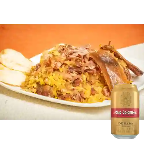 Combo Lechona 500g + Club Colombia Dorada Lata 330ml