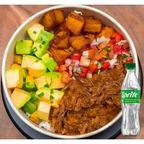 Combo Poke Ropa Vieja Bowl + Sprite Original 400ml