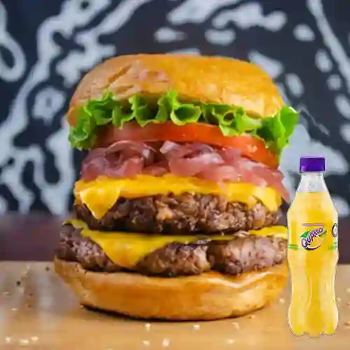 Combo Hamburguesa Doble Da House +Quatro Orig 400ML
