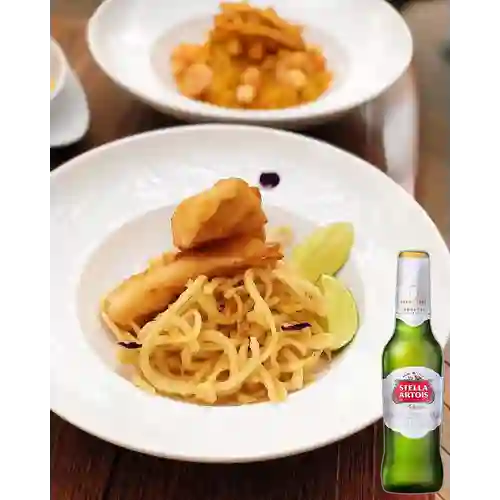 Combo Fish And Chips + Stella Artois Bot. 330ml