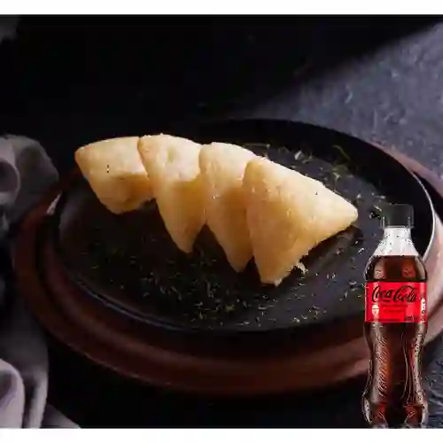 Combo Yucas Fritas Rellenas de Queso. + Cocacola S/az 400 ml