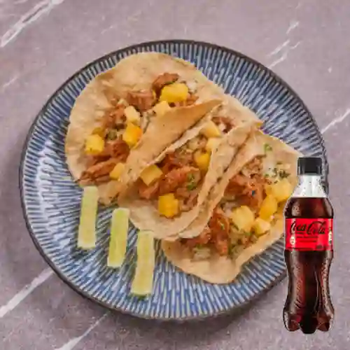 Combo Taco Al Pastor X 3 + Coca Cola Sin Azúcar 400 ml