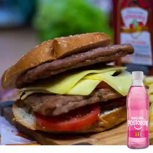 Combo Hamburguesa Doble Carne +Postobón Manzana 300ml