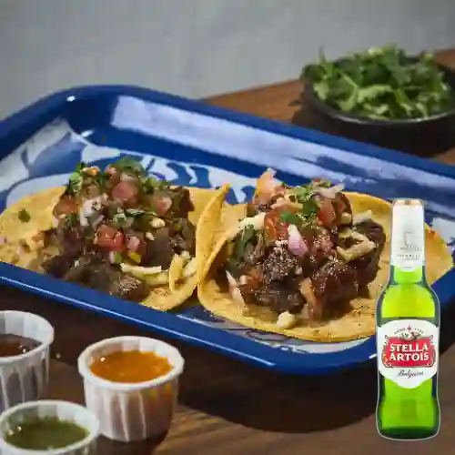 Combo Taco de Carne Asada + Stella Artois 350 ml