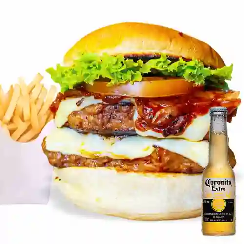 Combo Hamburguesa Mega + Cerveza Coronita 210 ml