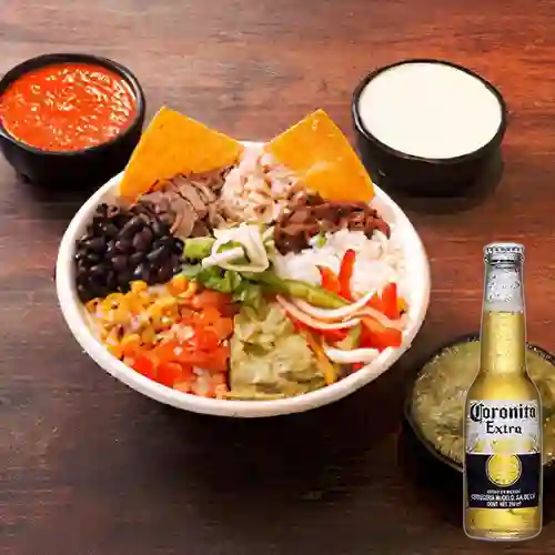 Combo Tazón de 2 Carnes + Cerveza Coronita Bot. 210ml