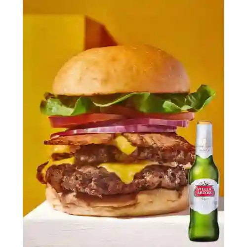 Combo Double Bacon Cheeseburger + Stella Artois Bot. 330ml