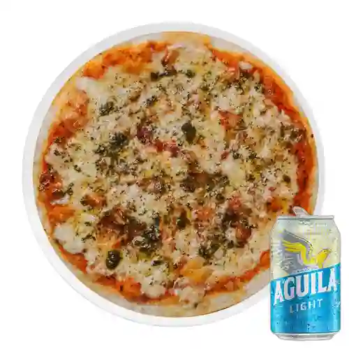 Combo Pizza Margarita + Cerveza Aguila Light Lta 330ml
