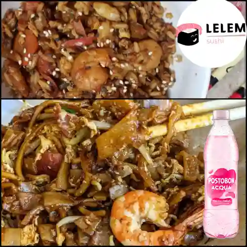 Wok Especial Marisco +Acqua Postobón Frutos Rojos 250ml