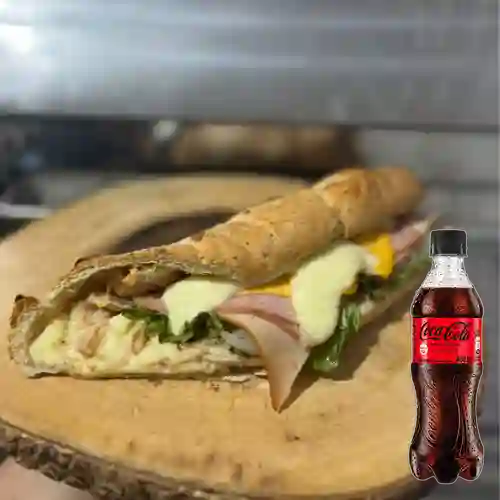 Sandwiche Doble Jamón y Queso +CocaCola S/az 400ml