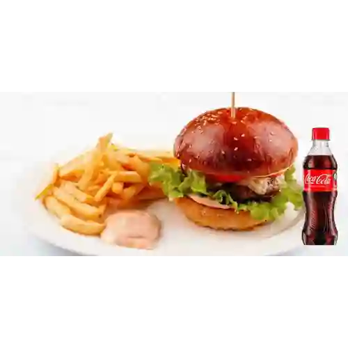 Hamburguesa Clásica c/ Papas +Cocacola Personal 400ml