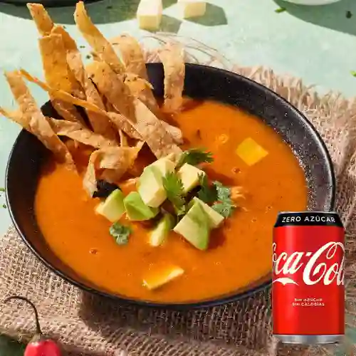Combo Sopa de Tortillas + Coca-Cola Sin Azúcar 355 Ml.