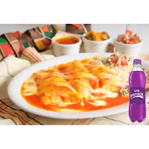Enchiladas Suizas o Vegetariana opc. + Postobon Uva 400ml