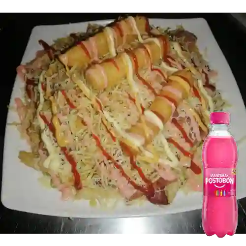 Combo Salchipapa Especial + Manzana 250 ml