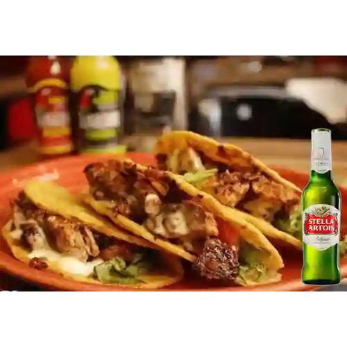 Combo Taco de Pollo Al Josper X3 +Stella Artois 290 ml