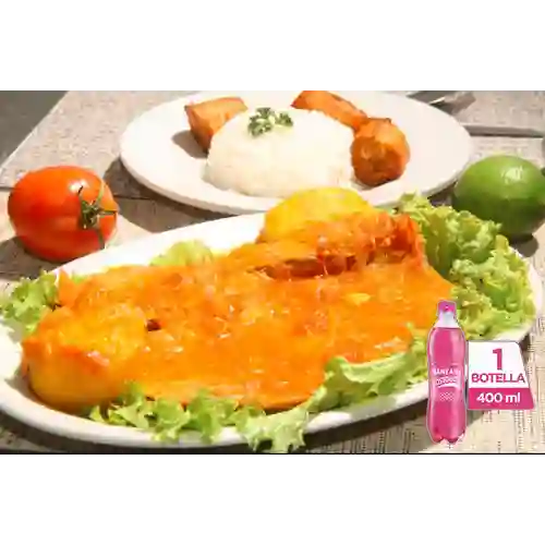 Sobrebarriga a la Criolla +Postobón Manzana 400ml