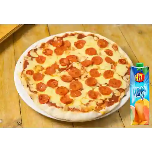 Combo Pizza Sencilla Mediana de Chorizo +Hit Mango 1 l