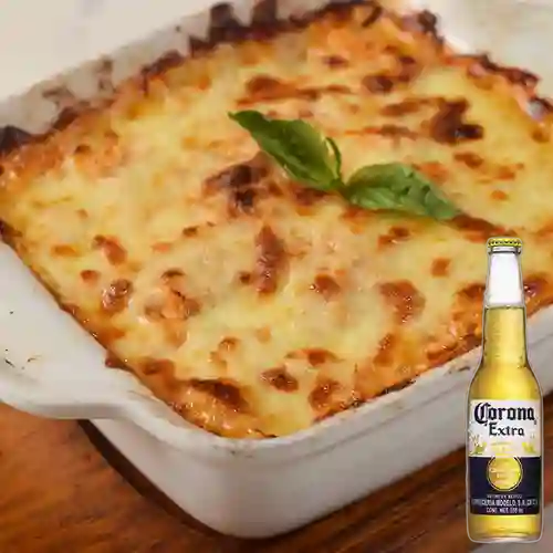 Combo Lasagna Mixta + Cerveza Corona Bot. 355ml