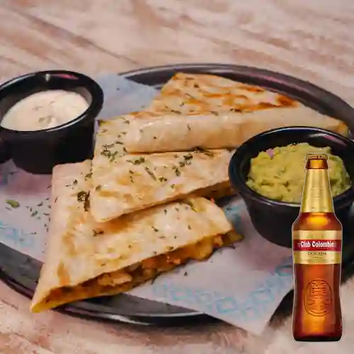 Combo Quesadilla de Res + Club Colombia Dorada 350 ml