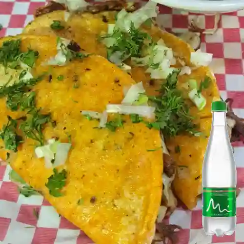 Combo Tacos de Birria + Manantial Con Gas 600ML
