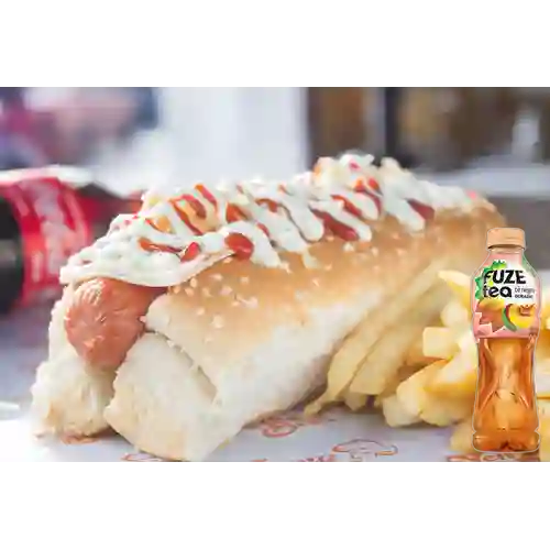 Combo Perro Especial + Fuze Tea Durazno 500 ml