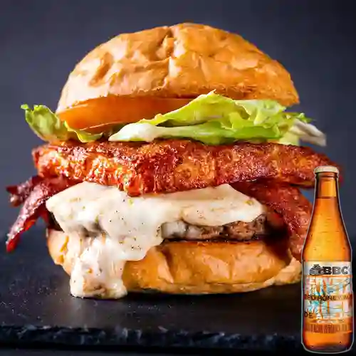 Combo Queso Frito Burger + BBC Cajicá Miel 330 ml